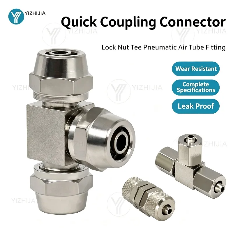 Dental Quick Coupling Connector Two Way Three Way Lock Nut Fitting Stainless Steel Air Water Tube Joint Dental Chair Accessory