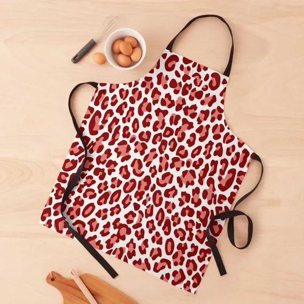 

Red Leopard Skin Apron professional kitchen Kitchens Woman kitchen clothes For Home Accessories Apron