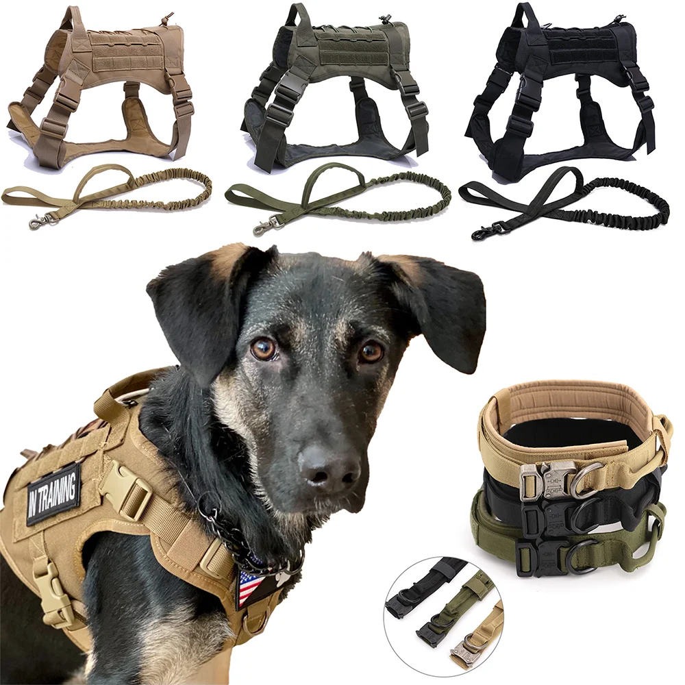 

Big Dog Tactical Harness Dogs Collar Leash Military Chest For Dogs Service Dog Vest Pet Accessories For Midium Large Dog