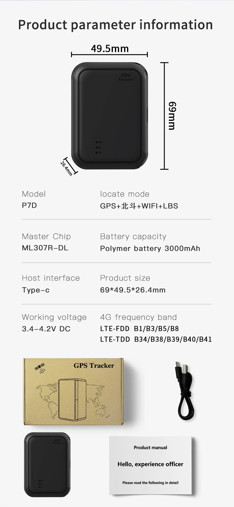 Localizzatore GPS 4G LTE per veicoli Flotta per auto Batteria a lunga durata Magnetico US in tutto il mondo SIM IOS/Android App GSM/GPRS/Beidou
