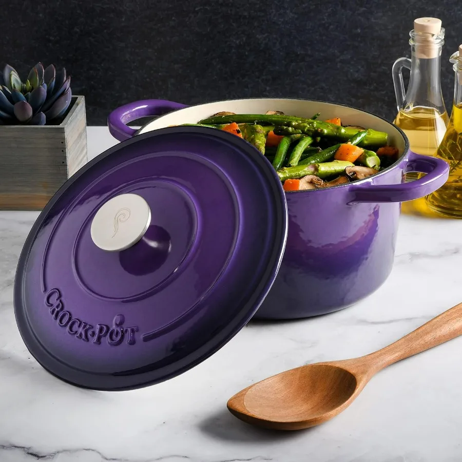 Artisan Round Enameled Cast Iron Dutch Oven 5Quart Lavender Purple