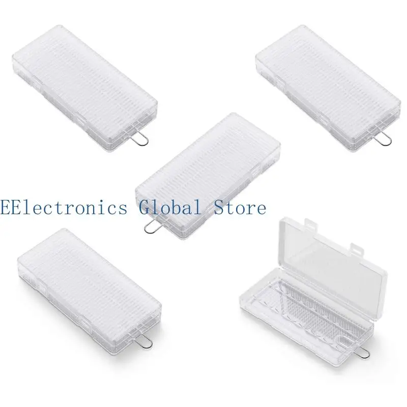 462B 2A Battery Holder Box Clear Storage Case with Top Closures Separated Slot