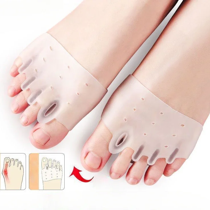 2Pcs Silicone Forefoot Pads Five-hole Honeycomb Toe Separator Gel Insoles Pain Relief Prevent Callus Blisters Corn Foot Care