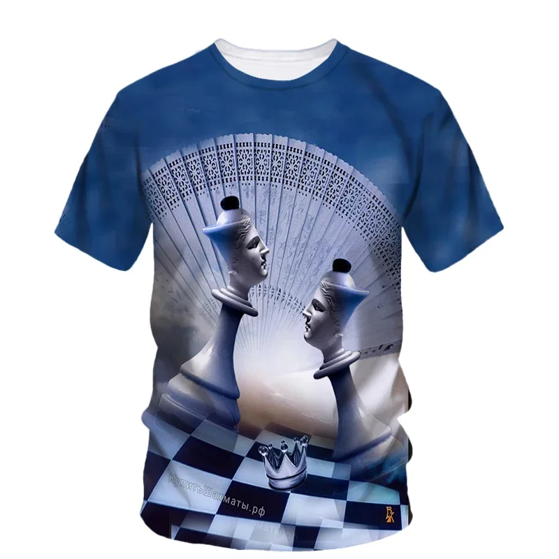 

Fun Chess Fan Machiko King Men's T-shirt Costume Contest Costume 3D Printed O Collar Personalized Short Sleeve Oversized Shirt