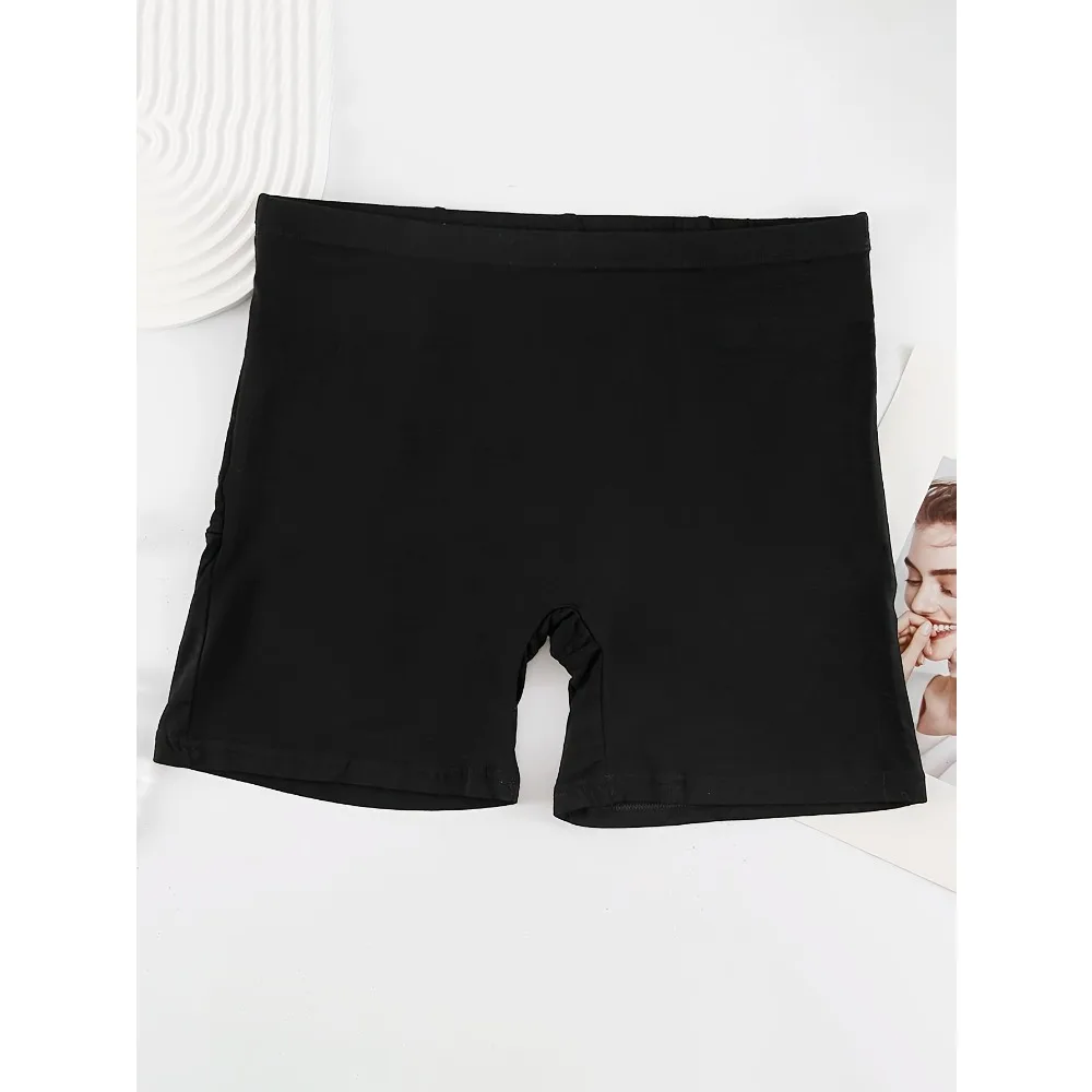 1 Pack Women's Anti-Theft Safety Shorts with Double Zipper Pockets Boxer Briefs Plus Size Anti-Exposure Underwear Daily Wear