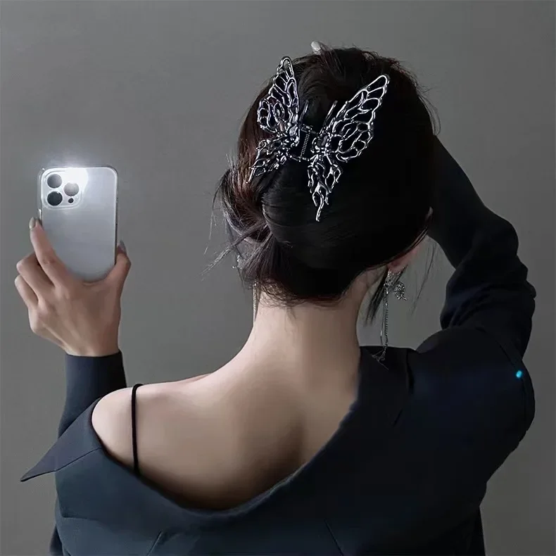 Schmetterling Haars pange hell silber Kreuz geometrische Haarnadel Rose Blume Haar Kralle Frau Mädchen Styling Haars pange Kopfschmuck – Detail 2