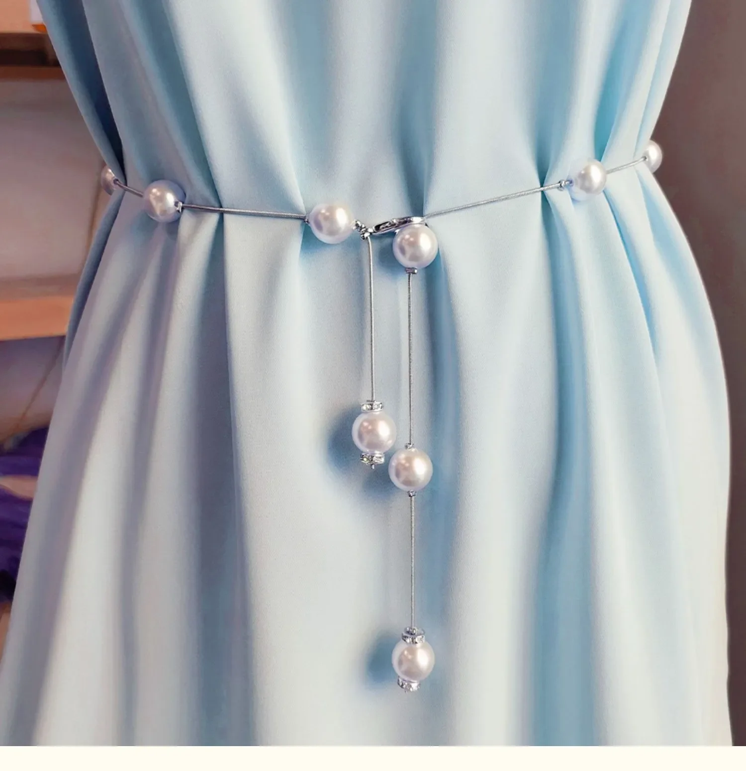 

Pearl Chain Small Waist Belt Lady Dress Waist Chain Waist Summer To Act The Role of Skirt Contracted with Adornment Belts