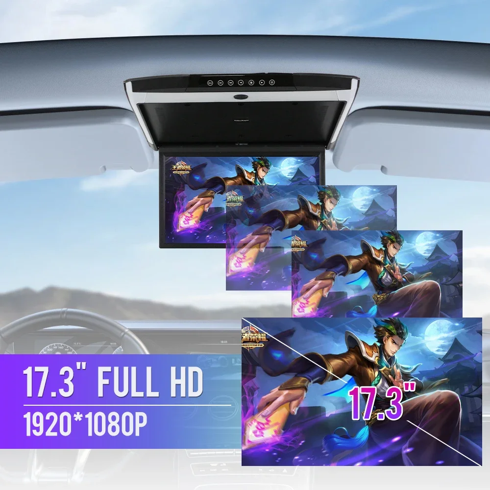 High qualityCar Roof   IPS 17.3 Inch Flip Down Screen Overhead Multimedia Video Ceiling Roof Mount Display Car   MP5