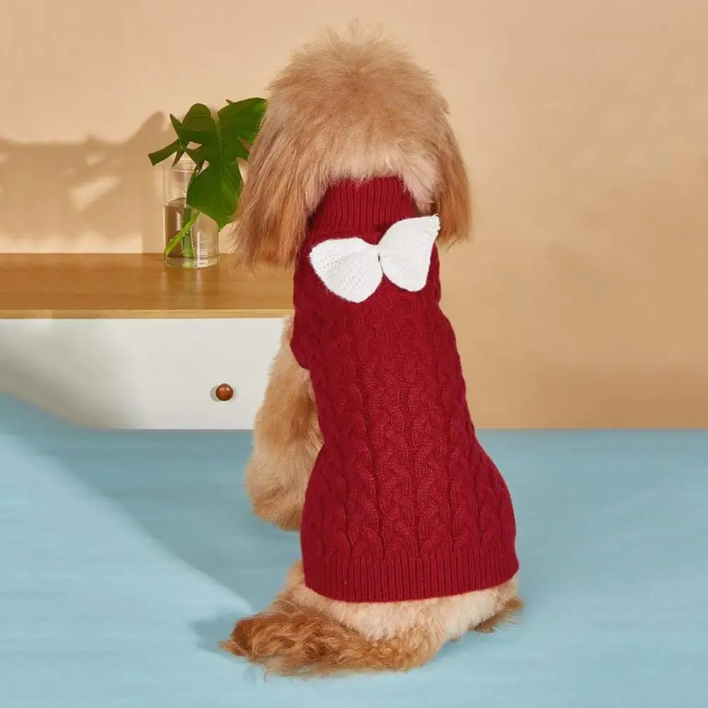 

Pet Sweater with Good Elasticity Pet Sweater for Medium-sized Dogs Cozy Pet Sweater Stylish Bowknot Decor Warm Winter Dog/cat