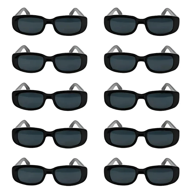 10 Stück klassische schwarze quadratische modische Brille für Party, Fotografie, Hochzeit, Geburtstag, Abschlussfeier, Wandern