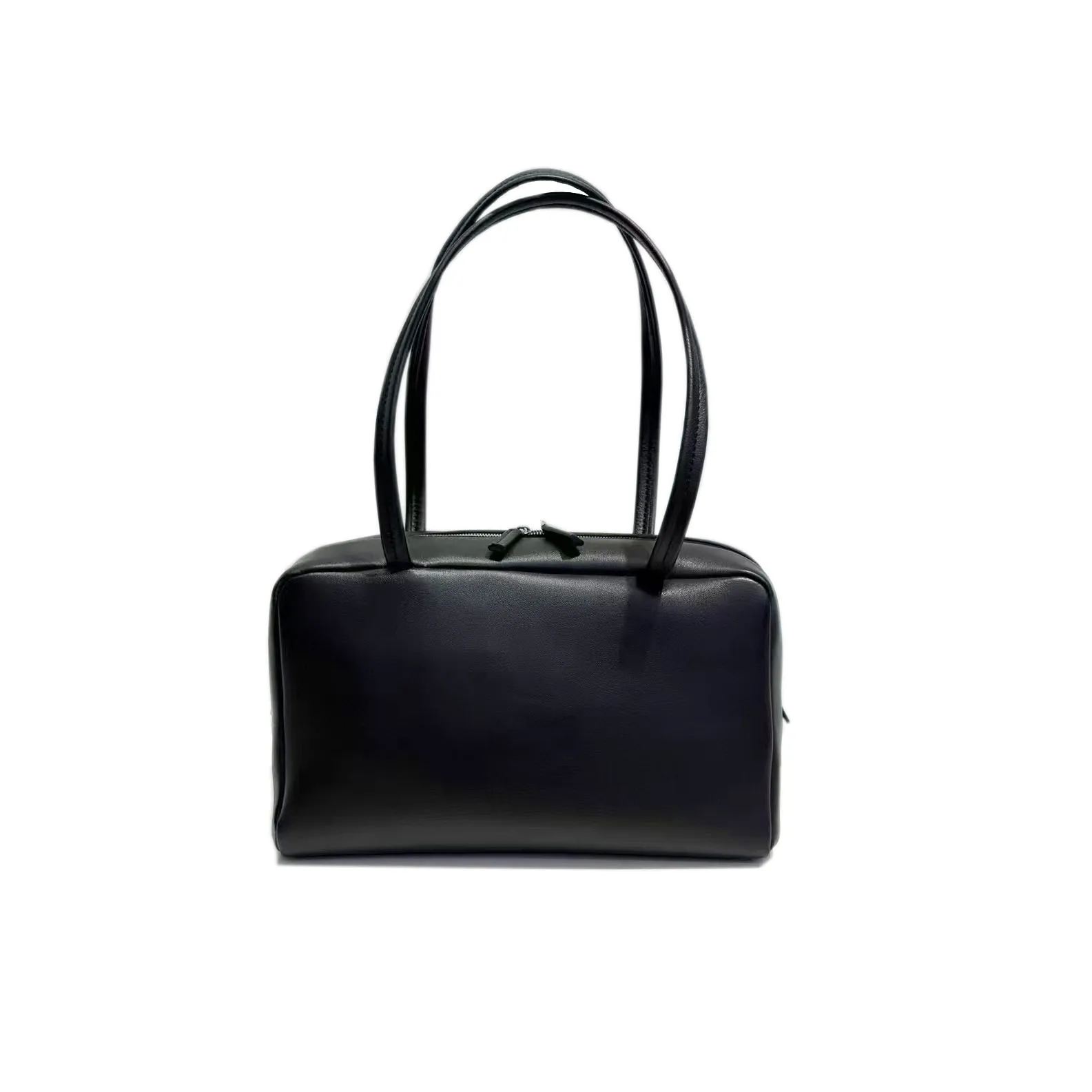 

Luxury Leather Bowling Bag Women's Large Capaci Single oulder Handheld Commuter Bag eepskin Handbag Soft Zipper Closure