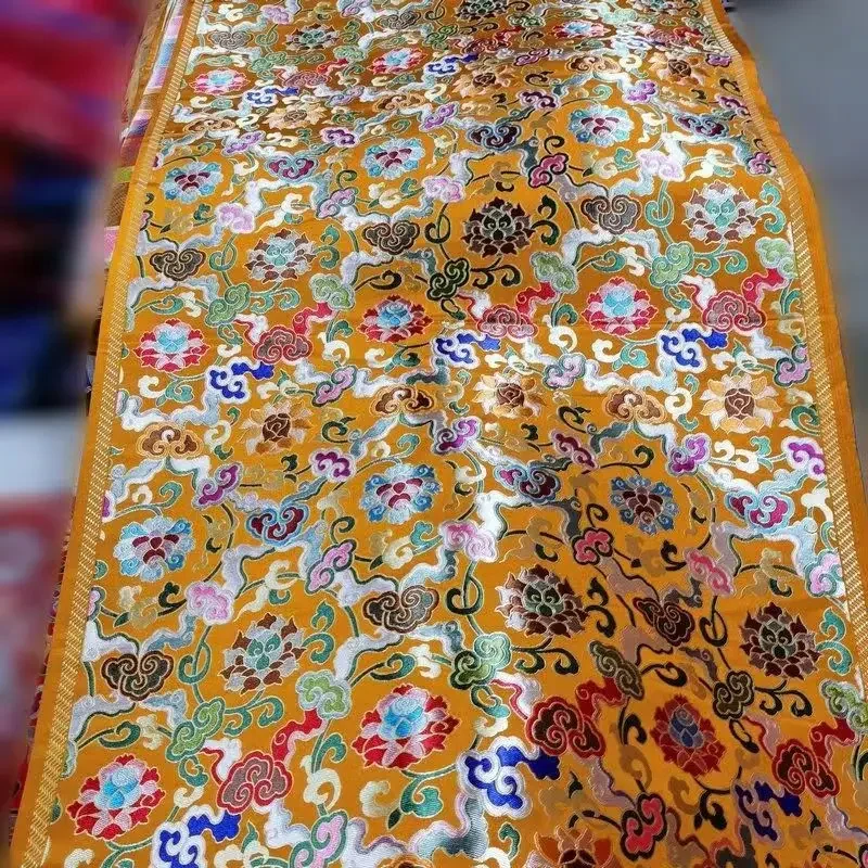 

New Jacquard Lotus Auspicious Cloud Pattern Thickened Fabric for Buddha Terrace Fabric and Buddha Hall Decoration Fabric