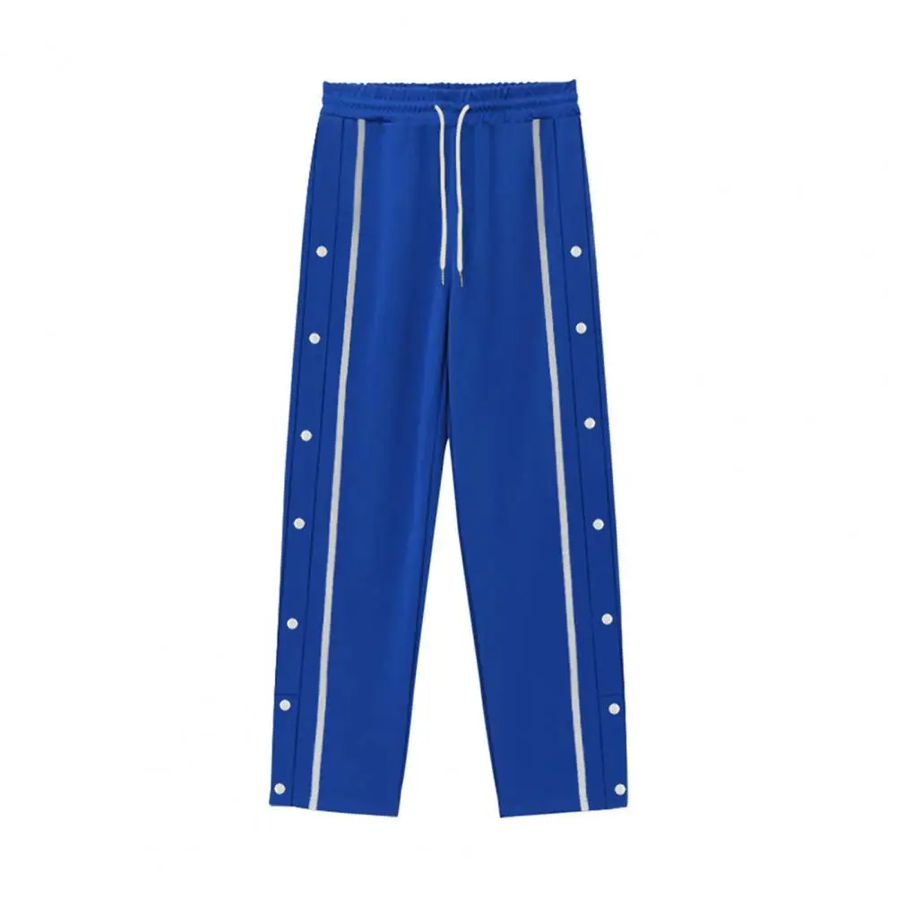 

2025 Casual Streetwear Men's Trendy Side Breasted Design Baggy Pants Spring Autumn New Men's Straight Leg Drawstring Sweatpants