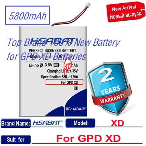 Batteria nuova al 100% di marca superiore da 5800 mAh per batterie GPD XD