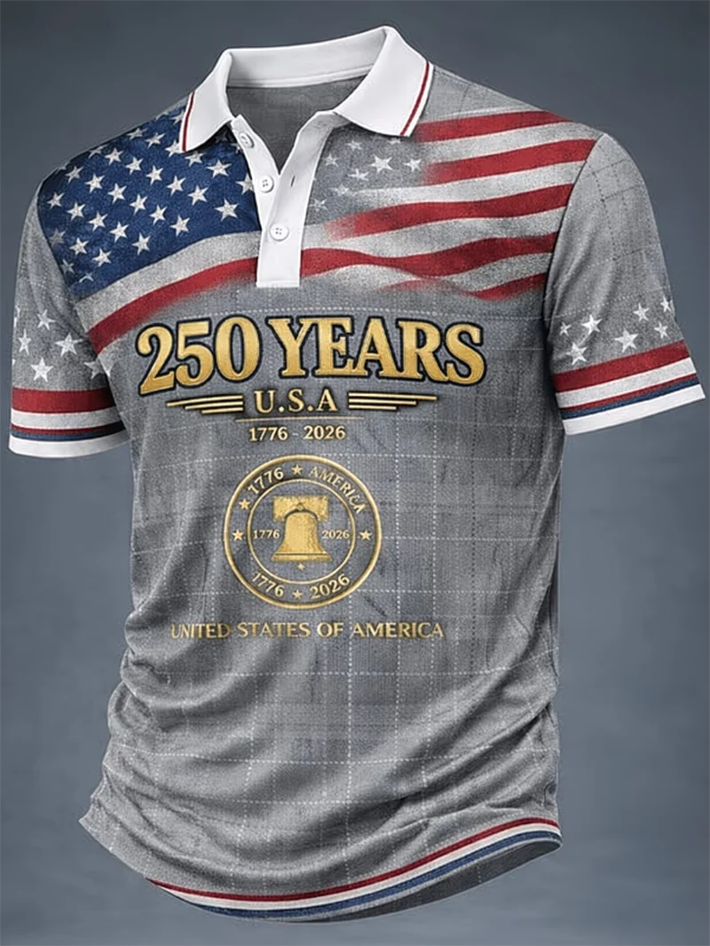 Herren Damen USA 250 Freiheitsstatue Print Paar-Poloshirt Amerikanische Flagge Patriotische Freizeit-Sportbekleidung für den Unabhängigkeitstag Polo – Detail 3