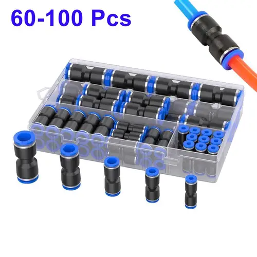 Imagen 1 del producto Juego de acoplamientos de manguera neumática de empuje recto, extensor de PU de 4/6/8/10/12MM, conector de tráquea de plástico, 60-100 Uds.