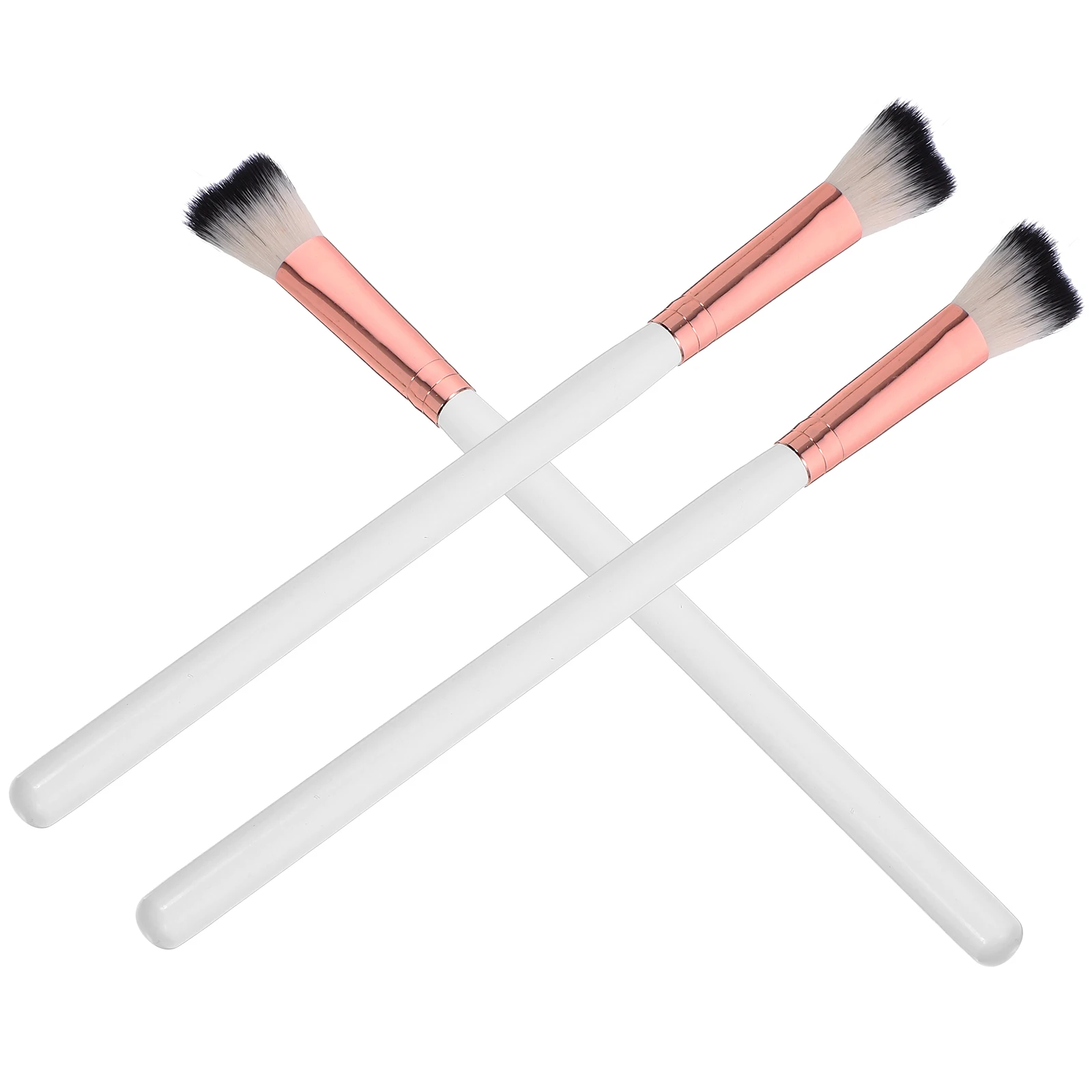 3pcs White Rose Gold Soft Bristles Nose Shadow Highlight Brushes Makeup Tools for Women Easy Replacement Durable Clean