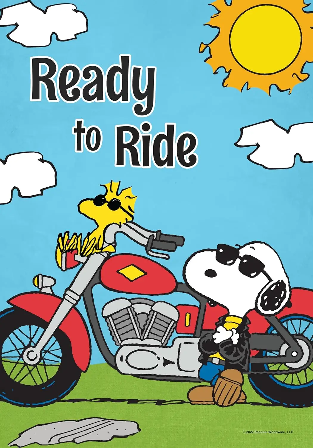 PEANUTS Motorcycle Joe Snoopy Ready to Ride Everyday Garden Flag, 12.5