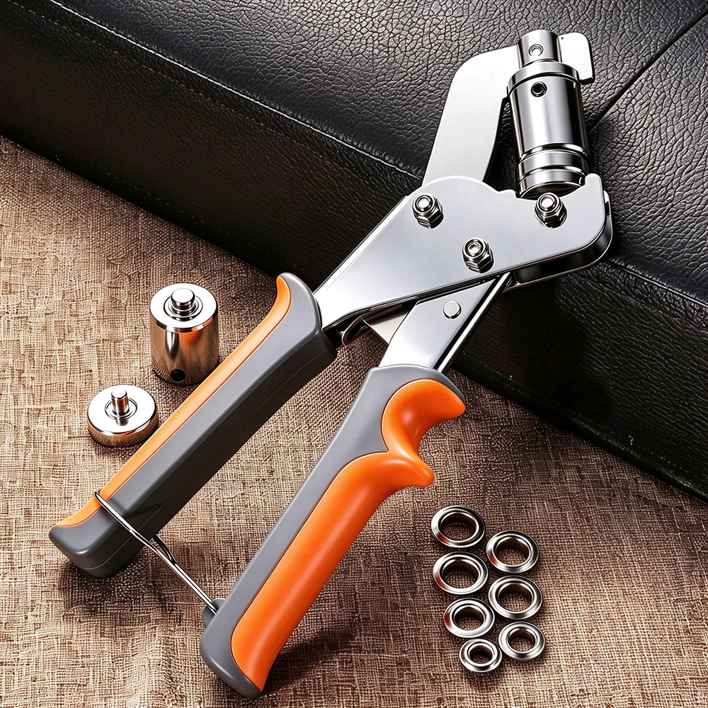 Metal Grommet Eyelet Pliers Kit 6-12mm Handheld Hole Punch Pliers With 100 Grommets For Leather Canvas Banner Tarp DIY