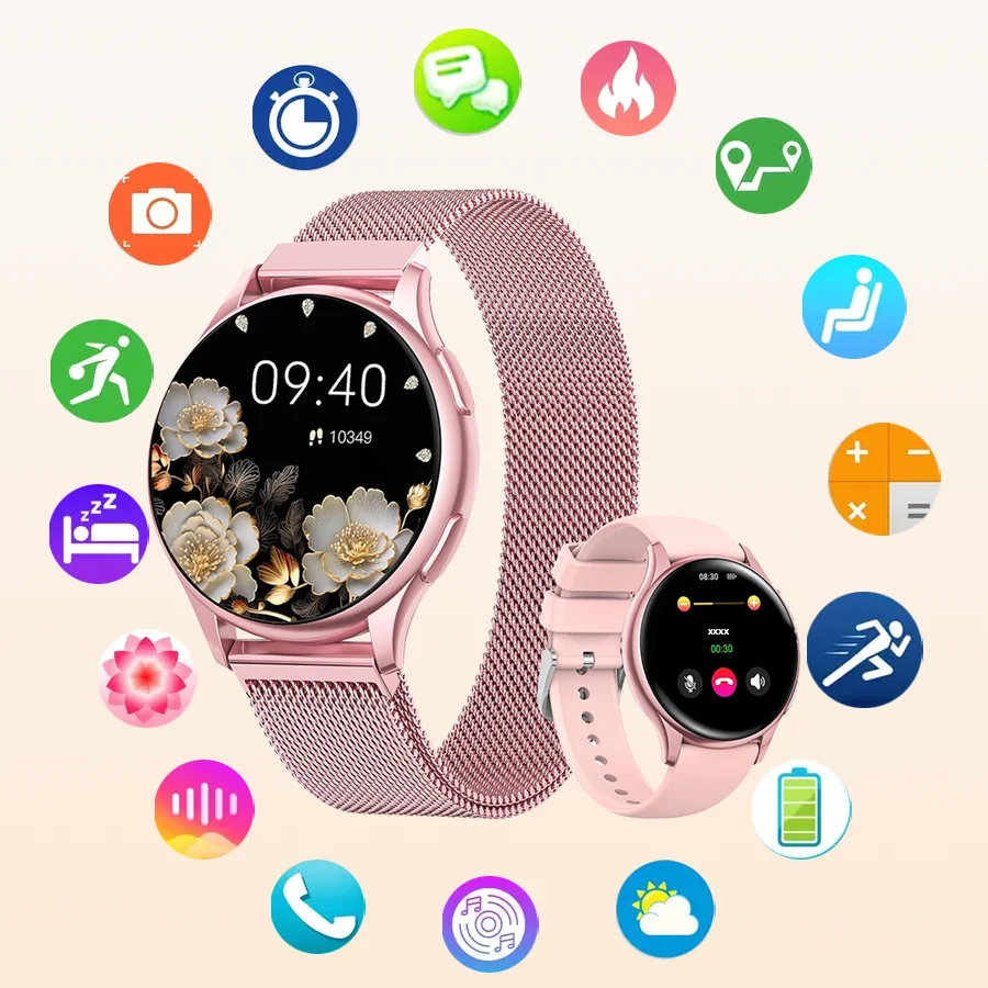 

Smart Watch for Women Fitness Tracker Heart Rate Sleep Monitor Pedometer 100+ Sport Modes Compatible with Android iPhone