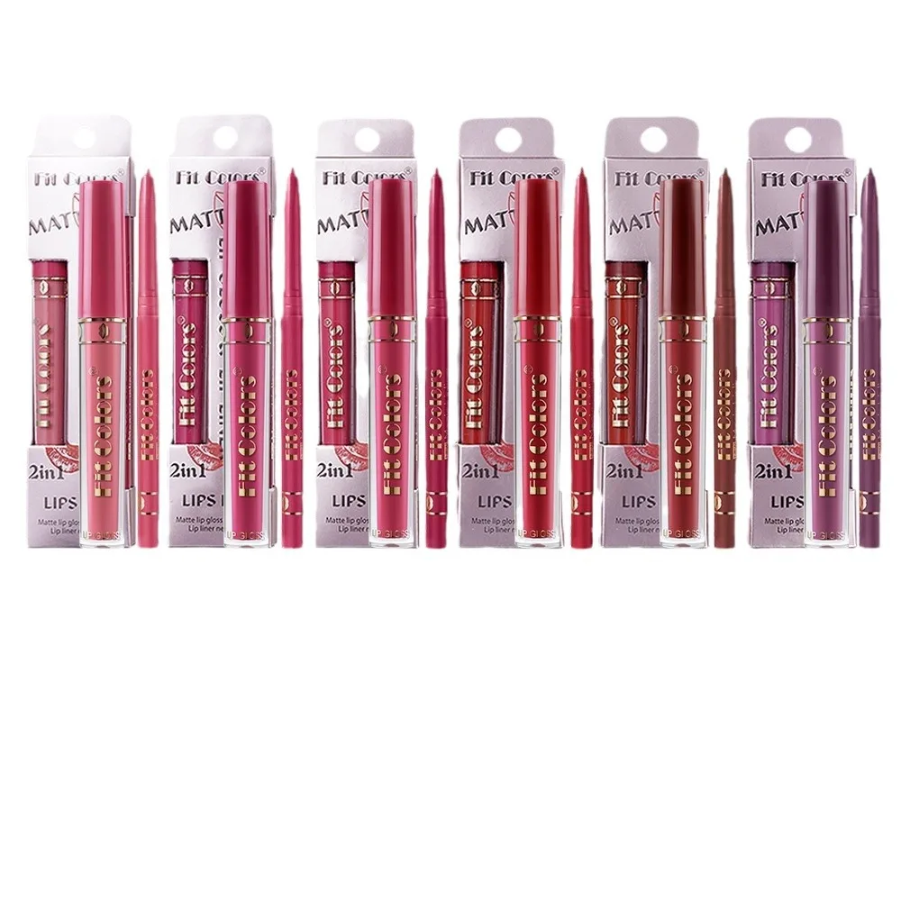 Duo Lock Lip Makeup Set Velvet Matte Matte Lip Liner + Lip Glaze