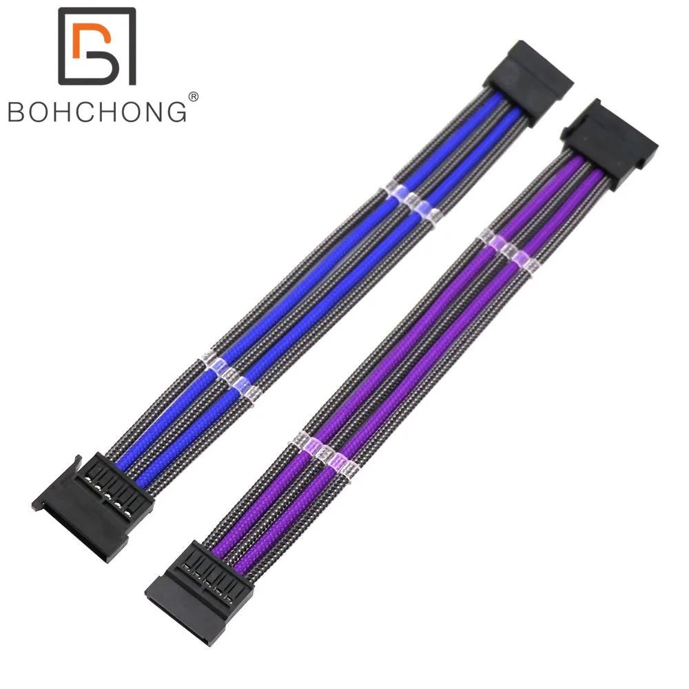 4 mm 18 AWG SATA 15 Pin Stecker auf Buchse Stromverlängerungskabel mit Kabeln Kämme HDD Sata Verlängerungsadapter