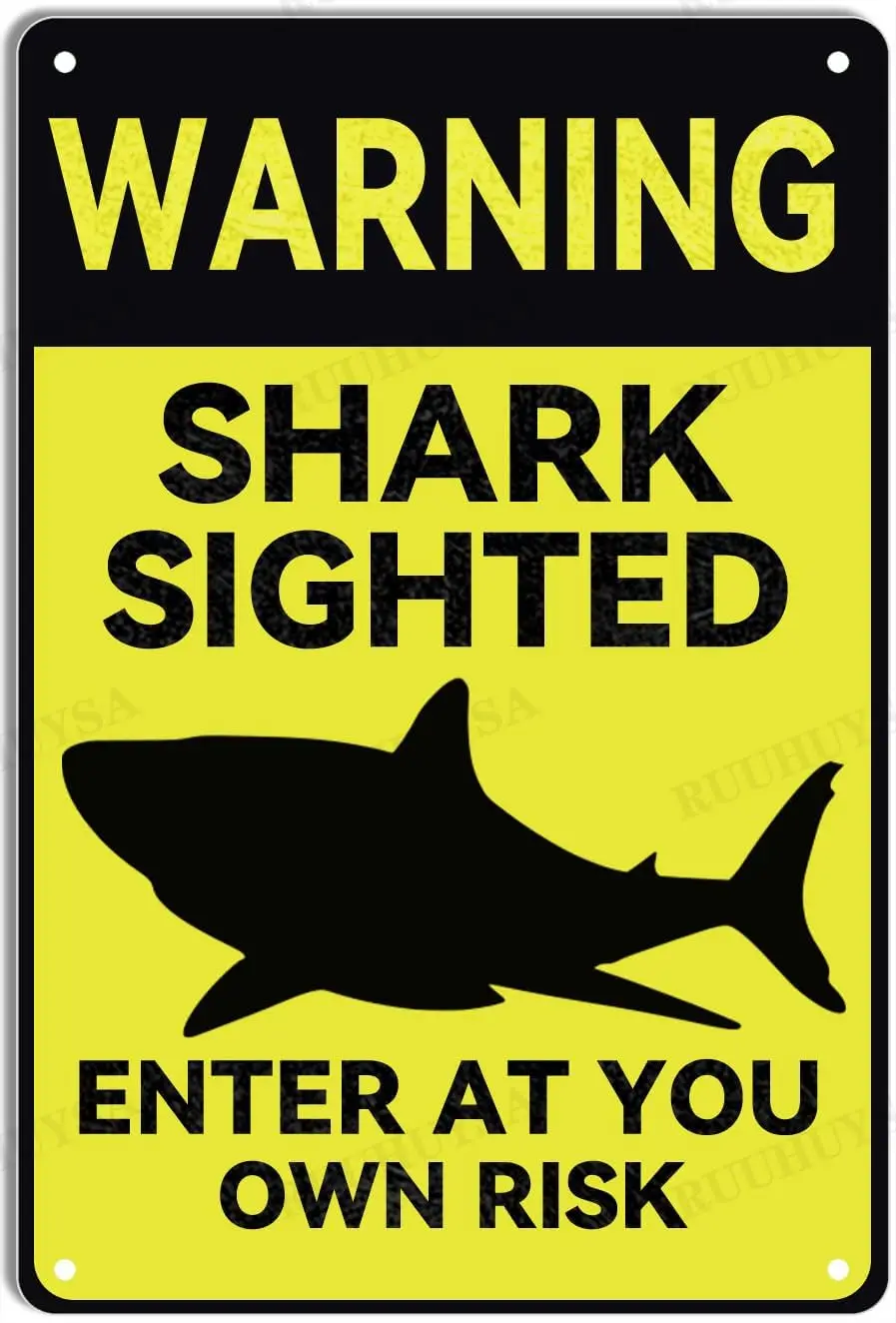 Warning Vintage Metal Tin Sign Warning Shark Sighted Enter at Your Own Risk with Graphic Dangerous Iron Painting Home Family Lov