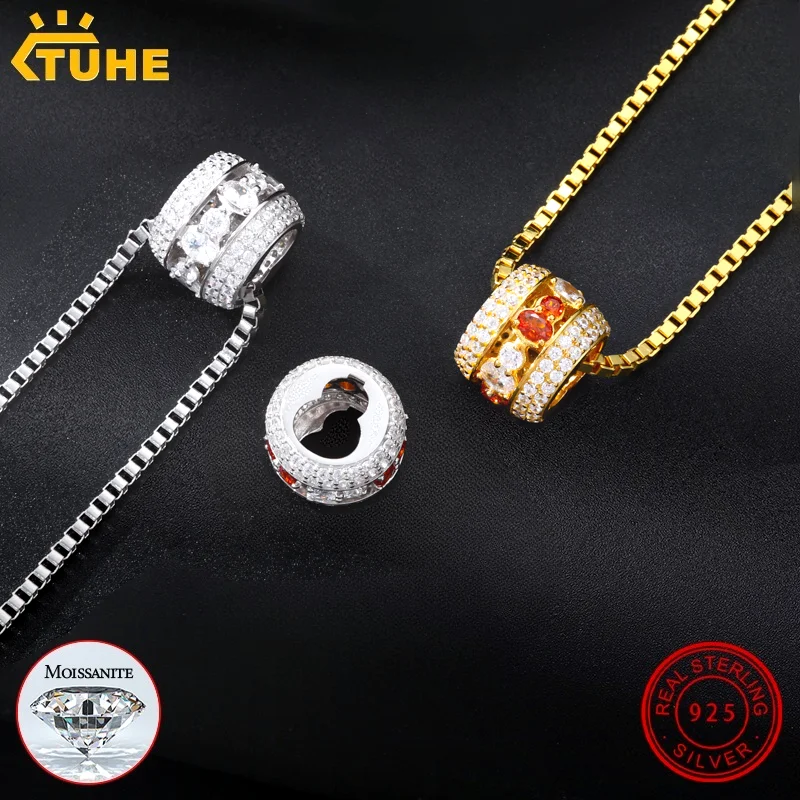 

TUHE High Quality Calabash Ring pendant Sterling Silver VVS1 Moissanite Necklace Pendants For Men Women Hip Pop Jewelry Gift