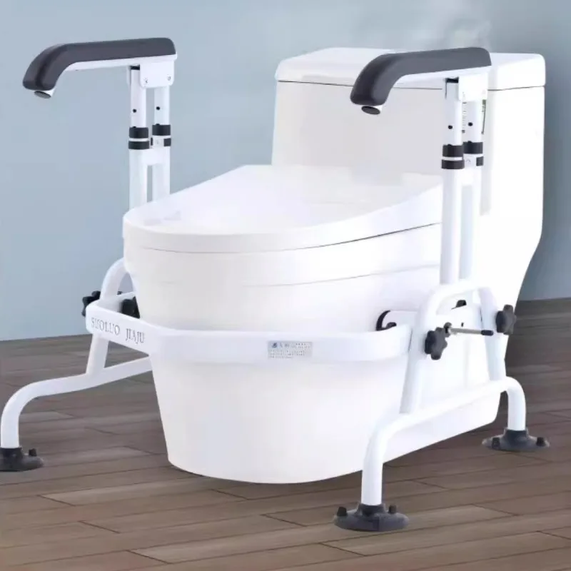 Carbon Steel Bathroom Toilet Support Bar Anti-Tip Toilet Assistance Frame Stable Stand-Up Aid, Anti-Stumbling Toilet Handrails