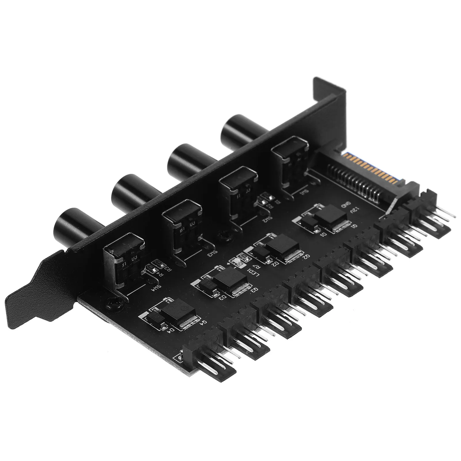 Fan Hub Interface Pc Fan Controller Speed Adjustable Computer Cooler Hub Splitter Extension Adapter Office Computer Supply