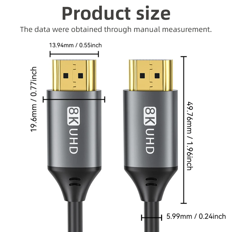 كابل HDMI 8K وكابل تلفزيون عالي الوضوح 8K مناسب للتلفزيونات PS5، وشاشة Xbox، والإيثرنت، وما إلى ذلك.