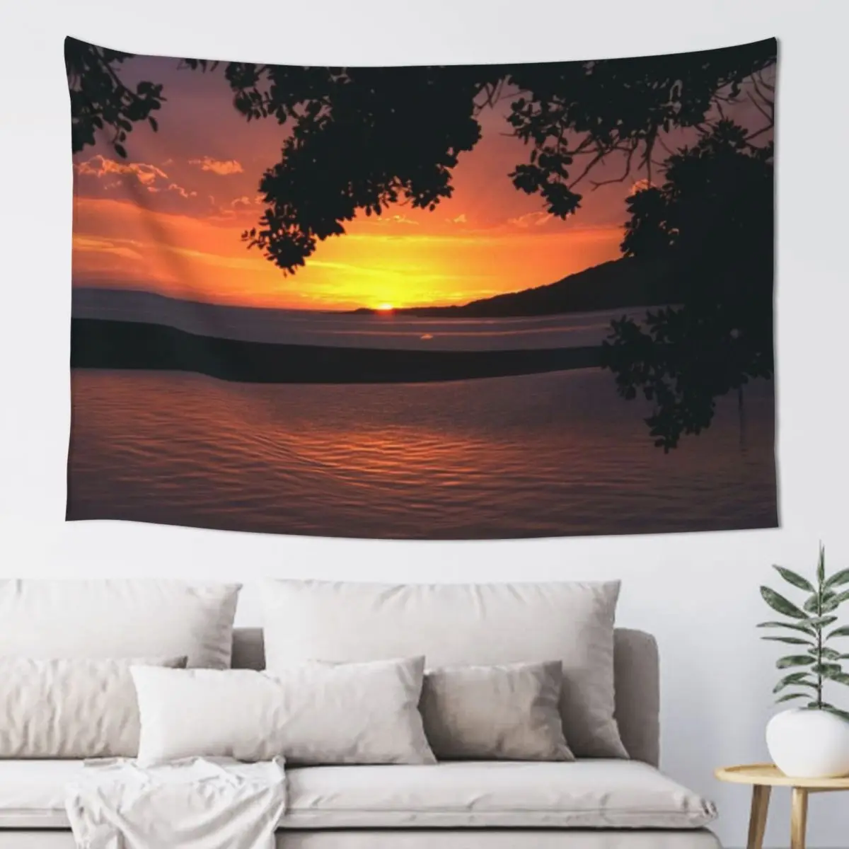 Sun Setting Over Raglan North Island New Zealand Tapestry For Bedroom Home Supplies Bedroom Decorations Custom Tapestry