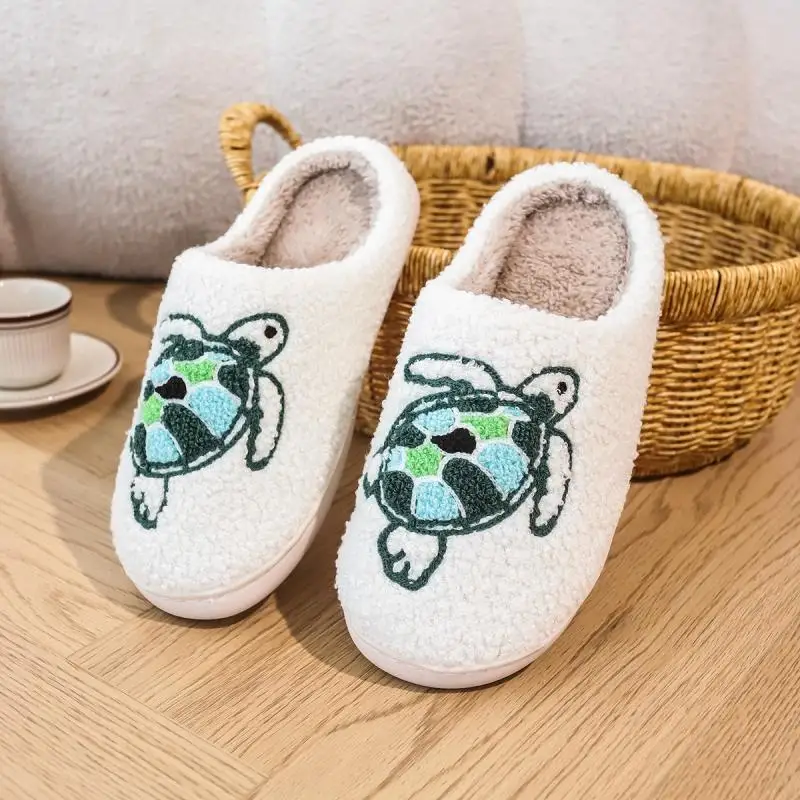 

Casual Fluffy Slippers Women House Flat Cute Cartoon Designer Platform Winter Shoes Girls Home Fashion Popular Footwear Big Size