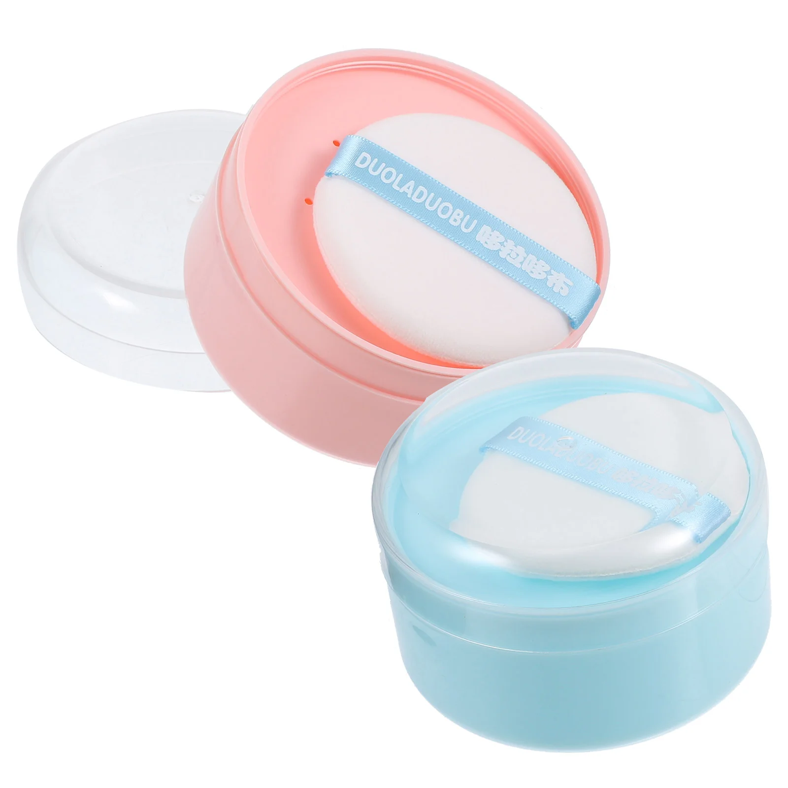 

2 Pcs Easy to Apply Powder Puff Empty Container for Body Box Travel Small Crystal Velvet Puffs Loose Portable