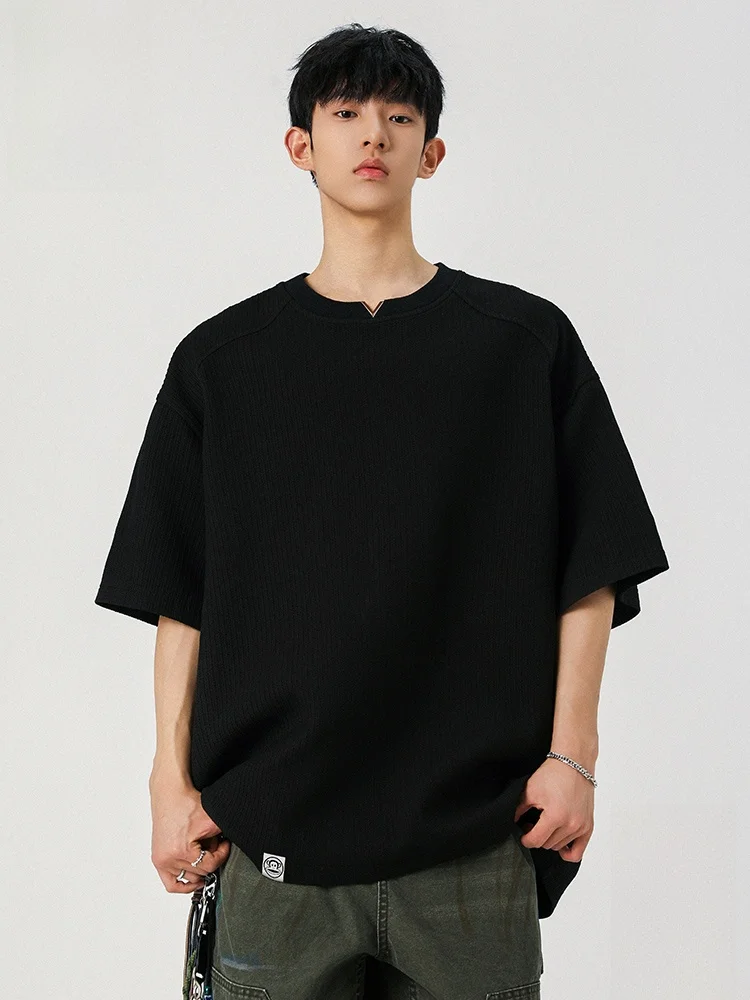 

PaulFrank Monkey Loose Fit Texture T-irt Men's Summer Trendy ort Sve V-Ne Casual Versatile Top Polyester Spandex