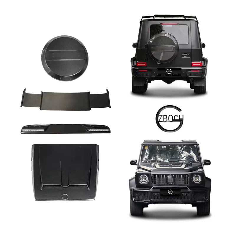 

B Carbon Fiber Kit for Mercedes Benz W464 G63 AMG B Roof Spoiler Led Lights Bra Bus Spoiler Cover Spare Tire Cover