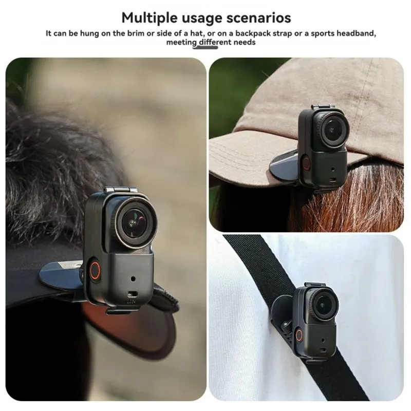 A13E-For Nano-For Osmo Adjustable Sports Camera Hat Clip Mount-For Lightweight, Durable Plastic, Black
