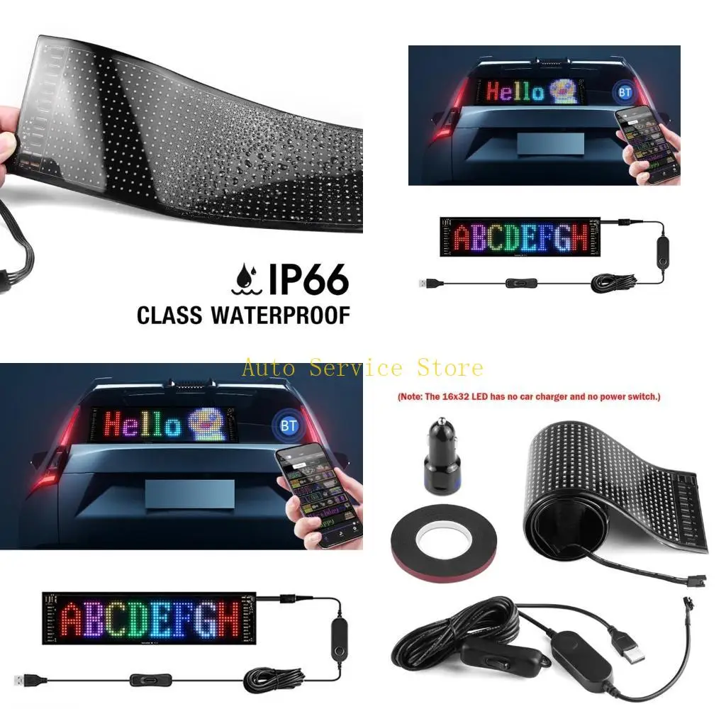 462A LED Panel Scrolling Bright Advertising Car Signs Flexible USB 5V Scrolling Text