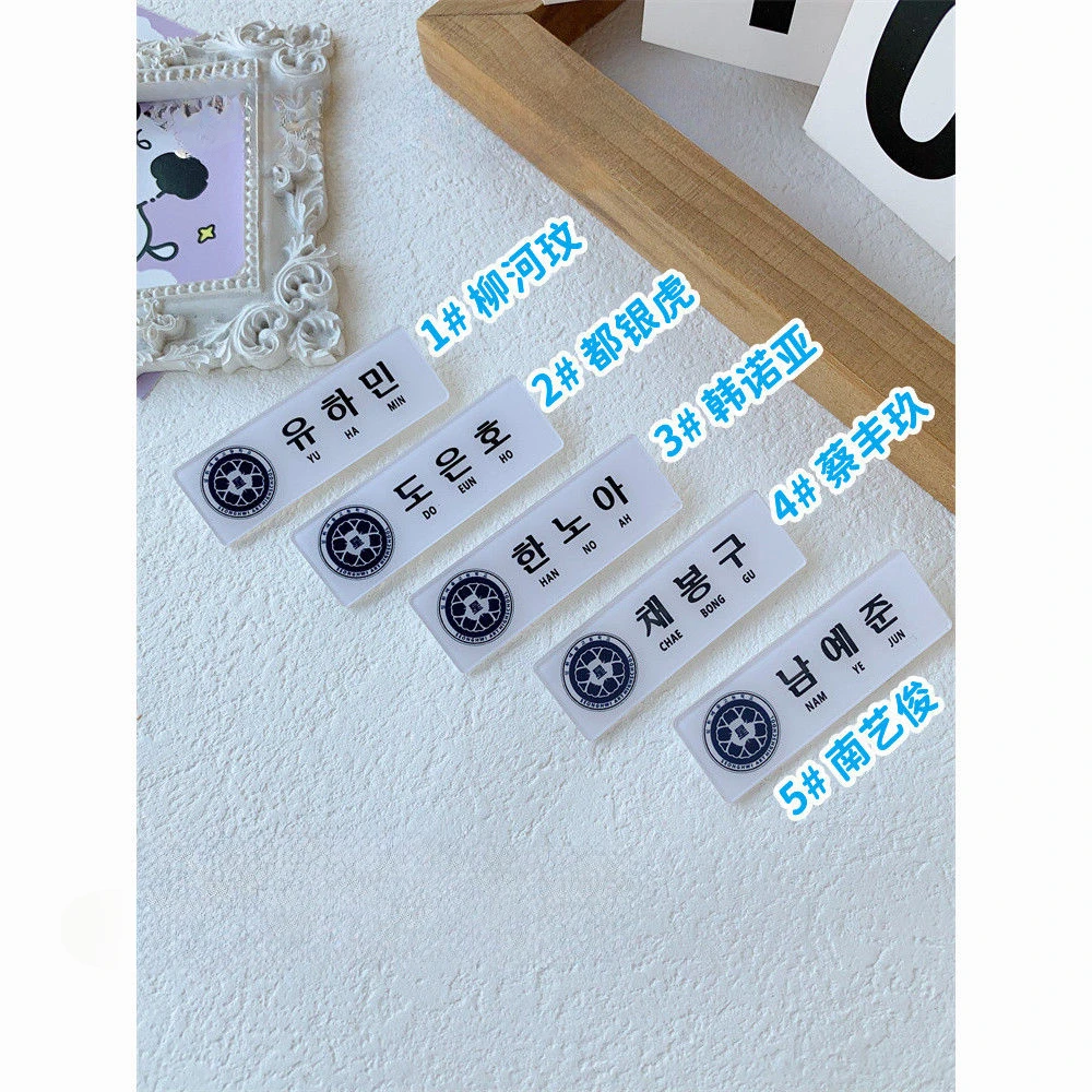 Plave Tarjeta de identificación de estudiante, placa con nombre, pines acrílicos, broche Kawaii NOAH YEJUN BAMBY EUNHO HAMIN, colección de productos, insignia, accesorios de regalo