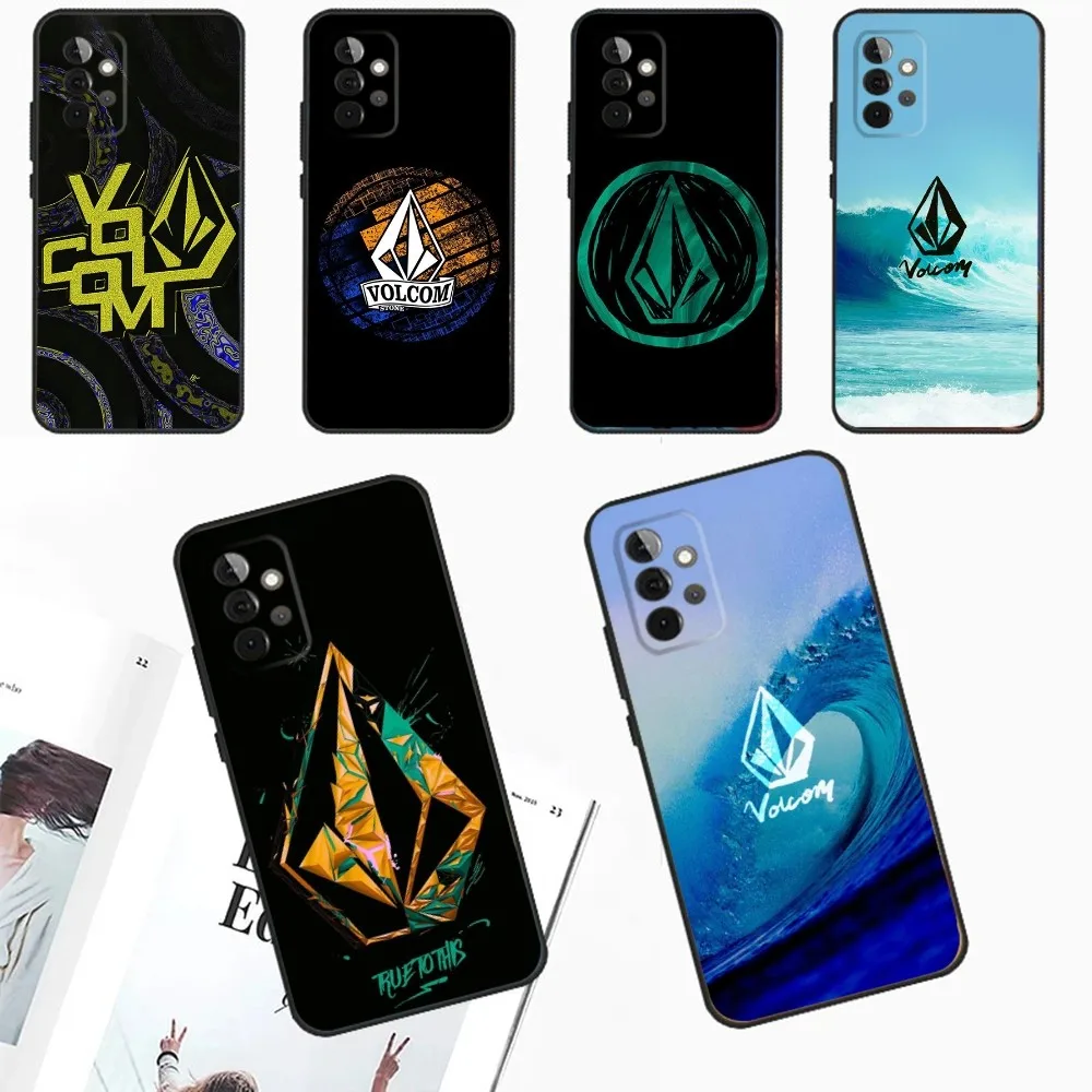 L-Luxury V-VOLCOM-S Sport Style Phone Case For Samsung Galaxy A13,A21s,A22,A31,A32,A52,A53,A71,A80,A91 Soft Black Phone Cover