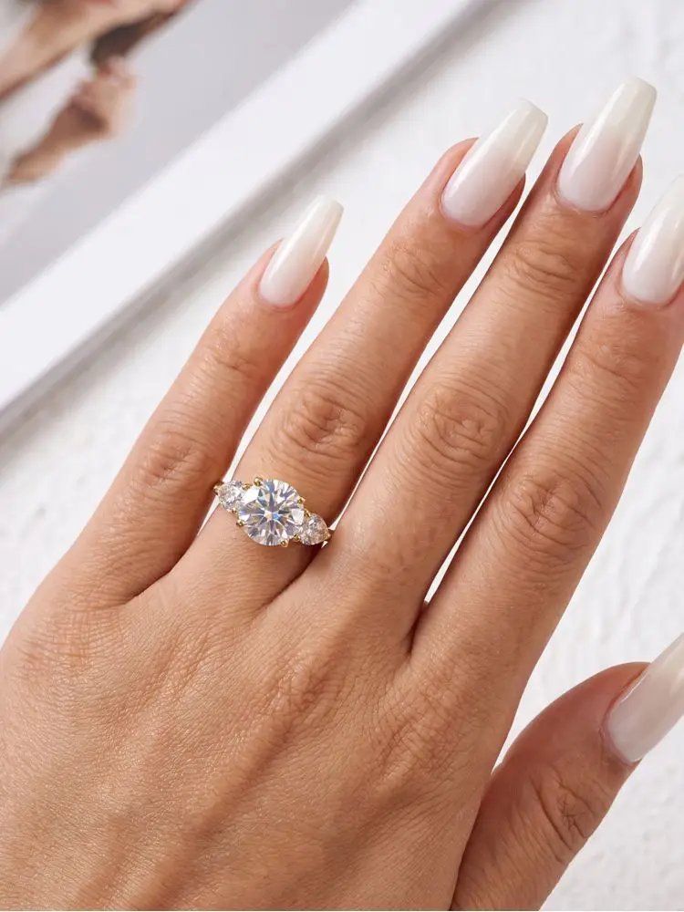 DWJ Mode 3CT Große Moissanit Diamant Ringe für Frauen Doppel Herz Zirkon 925 Sterling Silber Eternity Engagement Edlen Schmuck – Detail 5