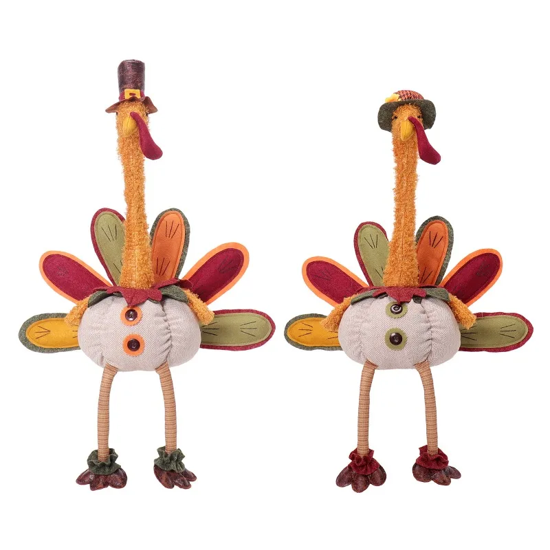 ديكور عيد الشكر تركيا القطيفة اللطيفة المحشوة الحيوان الخريف زينة للمنزل عطلة حفلة لخريف الخريف حصاد المنزل الجدول