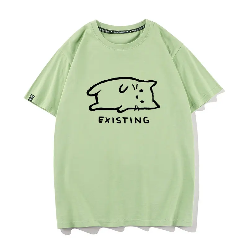 Existing Pure Cotton Printed Fashionable Men's and Women's Short Sleeved Summer New Personalized Casual Round Neck T-shirt