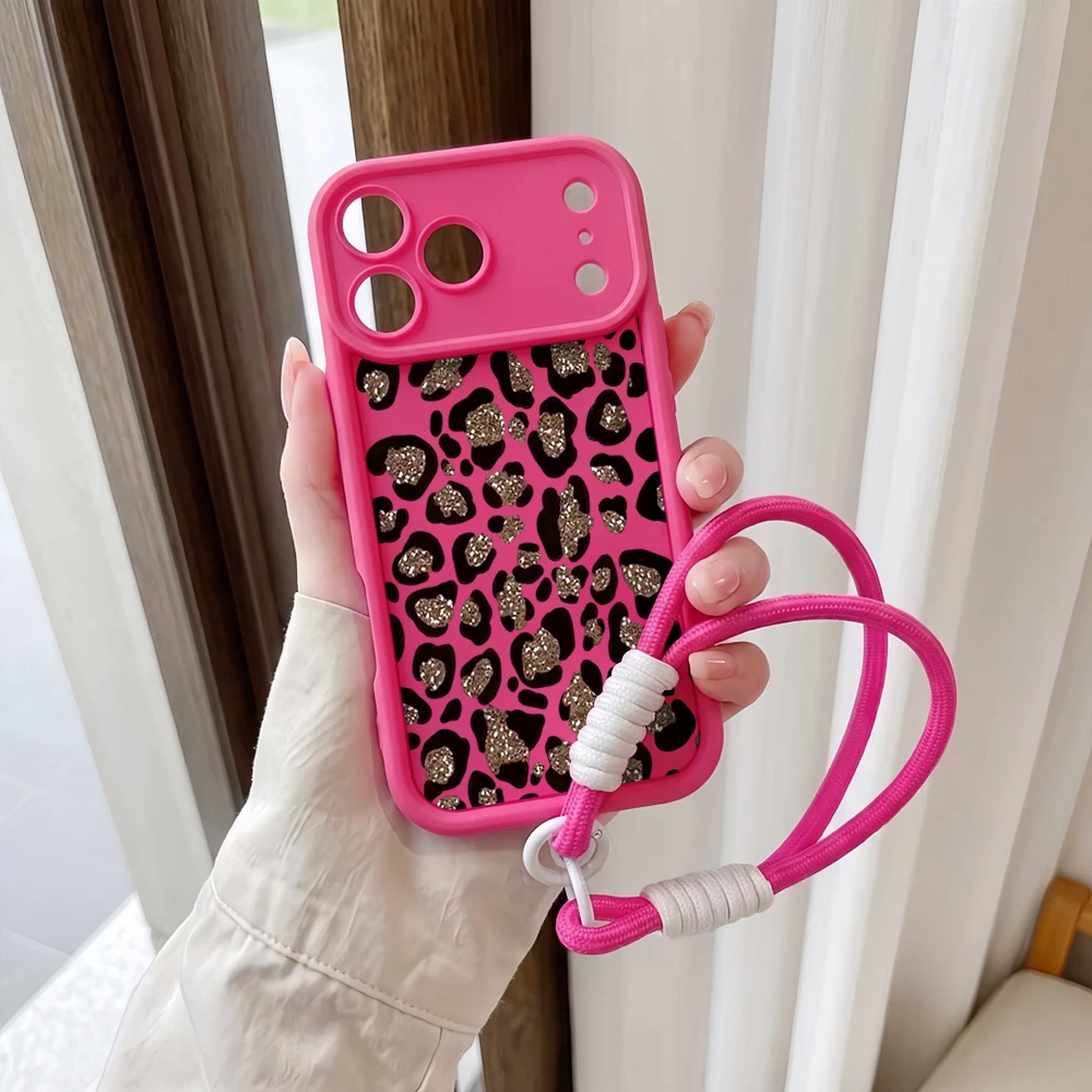 Handyhülle für Samsung Galaxy Note 20 S25 S26 Plus S24 FE S25 S24 Ultra A55 A56 5G Glitzer Leopardenmuster Lanyard Silikonhülle – Detail 5