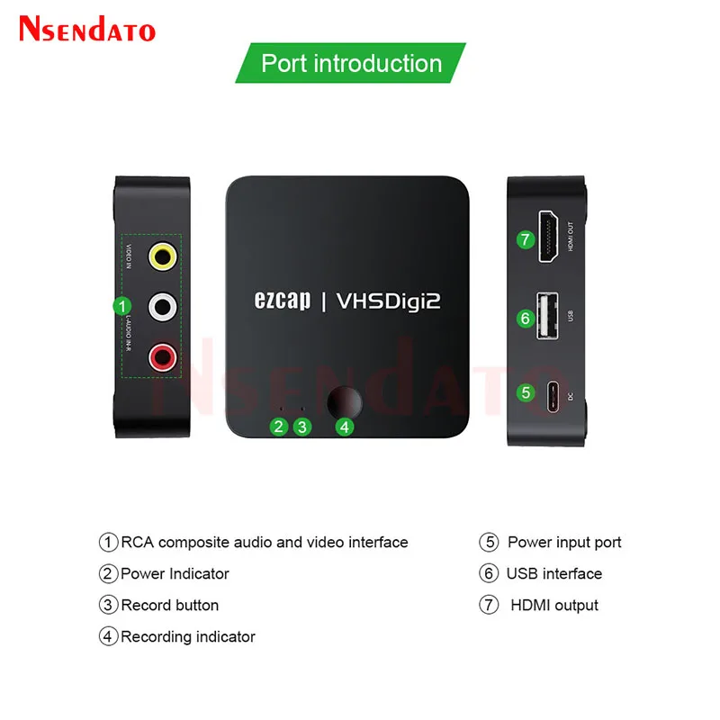 EZCAP181 Analog VHS to Digital Video Recorder Converter AV HD Video Capture Recorders for U Hi8 VCR DVR Camcorder Tape Digitizer