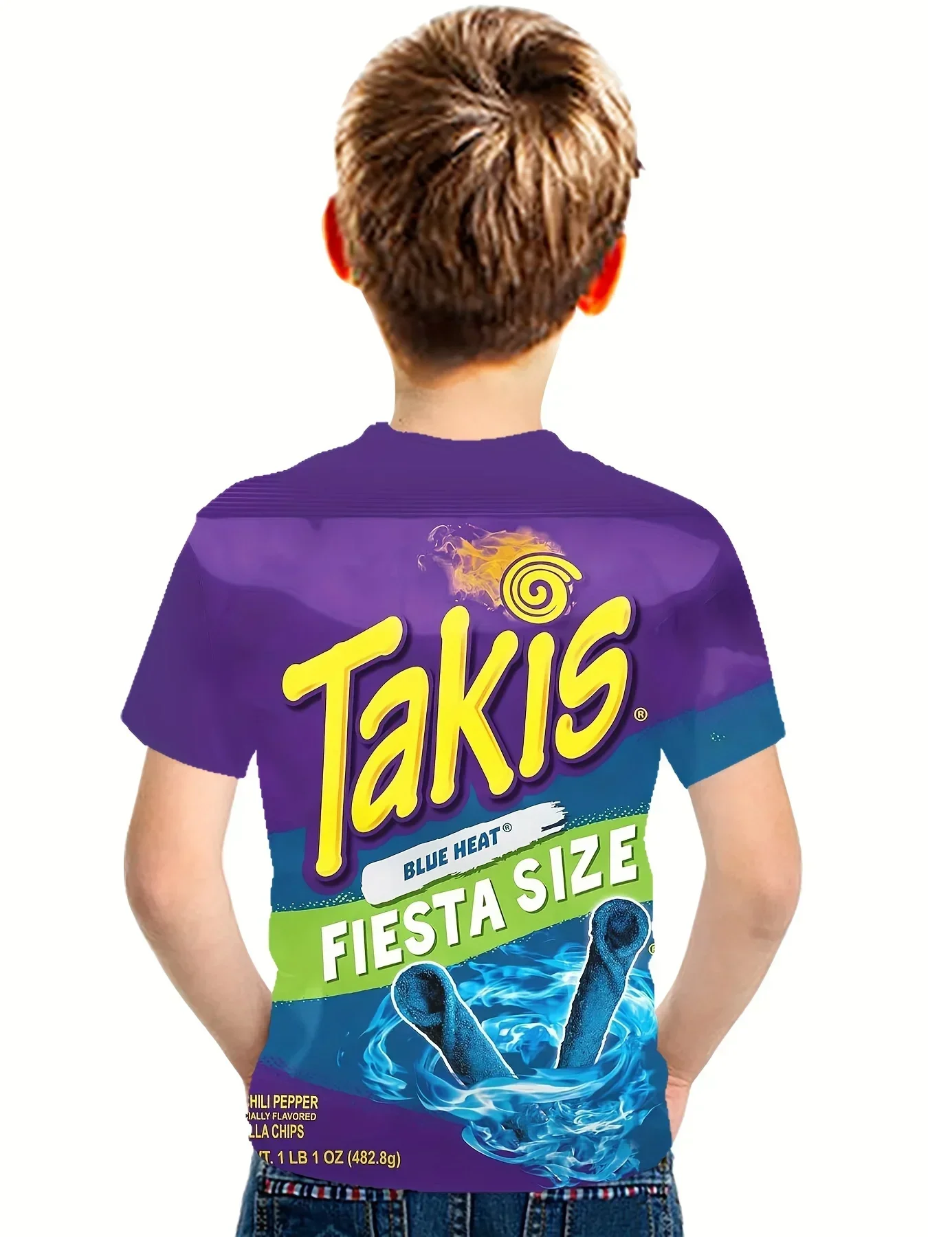 Takis Printed Pattern Kids Summer T-shirt Daily Outdoor Street Fashion Short Sleeved Boy's Tees Tops