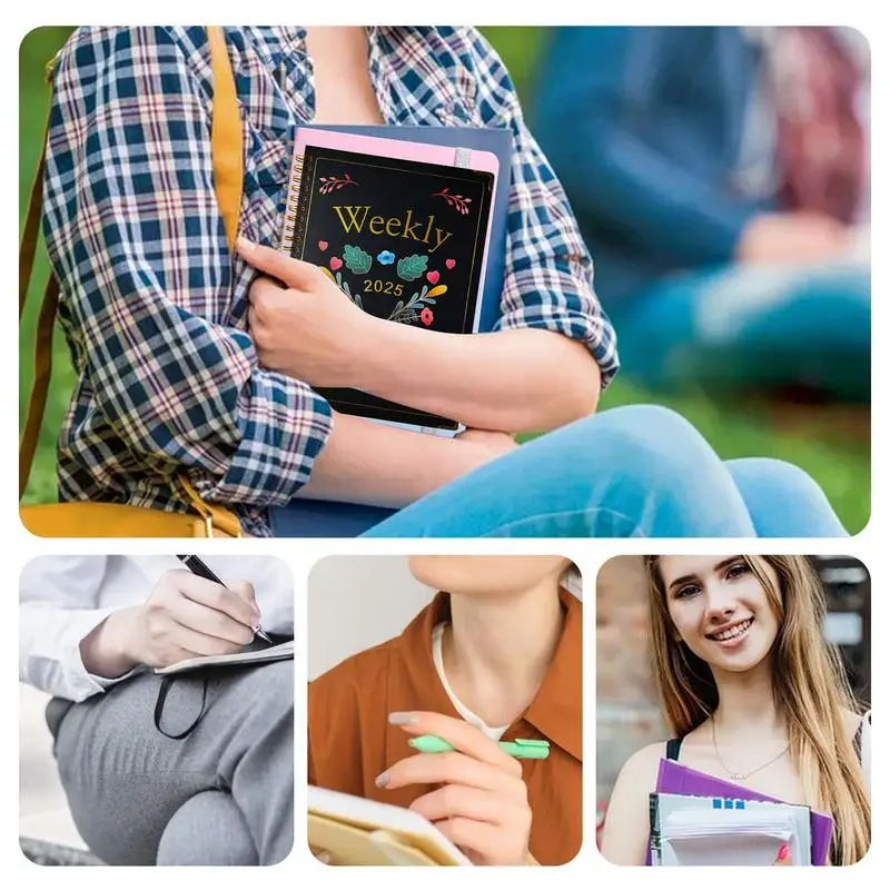 دفتر تقويم التخطيط 2025 مخطط يومي 8.5X6.2 بوصة دفتر سجل غلاف فني منظم شهري دفتر إدارة الوقت