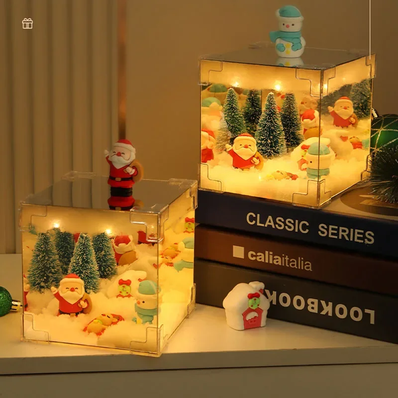 عيد الميلاد DIY المكعب السحري الديكور USB LED اليدوية مضيئة سطح المكتب الحرف المواد عيد الميلاد سانتا كلوز الحلي ديكور #1