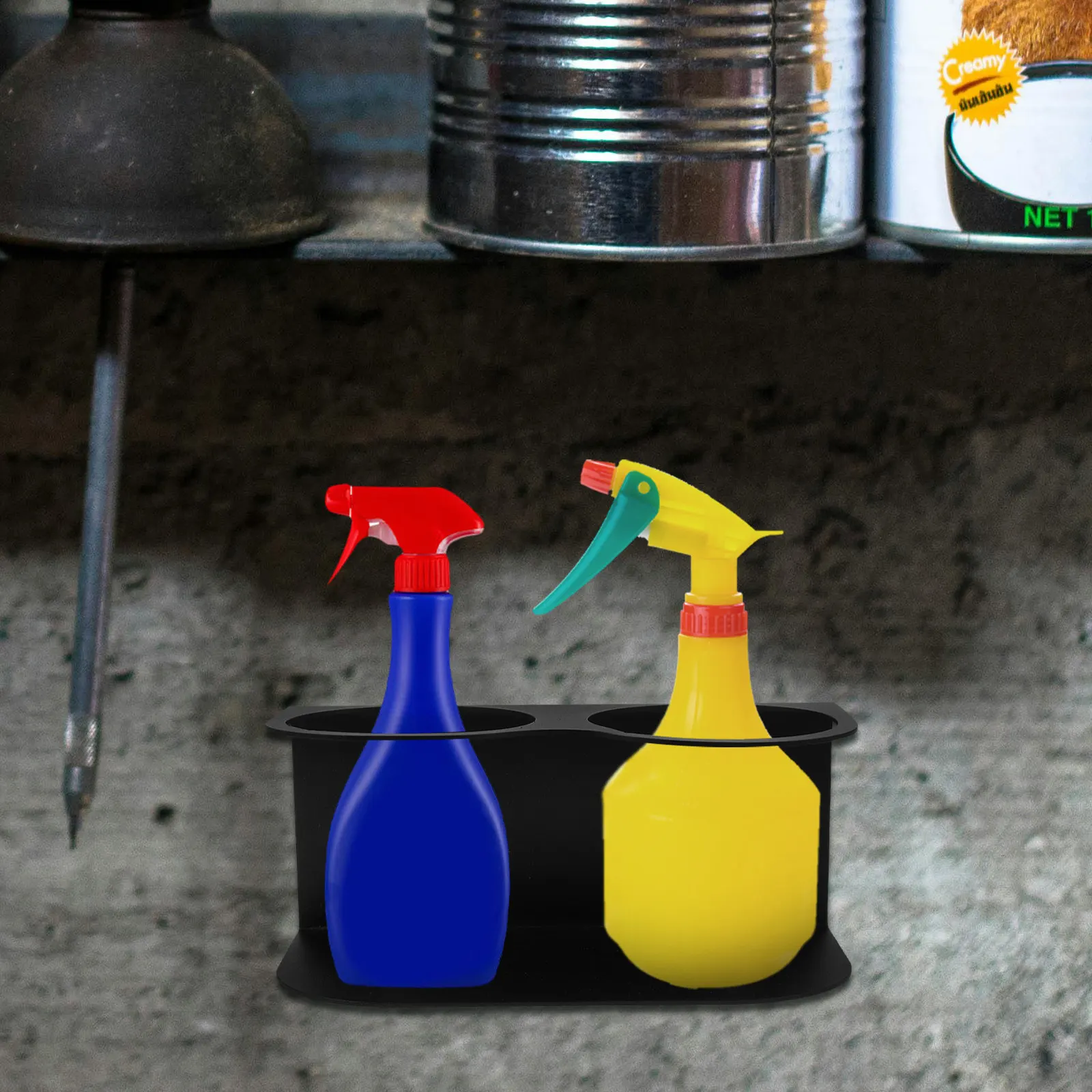 Wall Mounted Spray Bottle Holder Heavy Duty Stainless Steel Storage Rack for Workshop Garage Paint Bottles Organizer Space