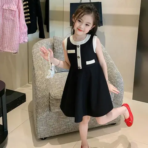 Sleeveless Midi Dress for Children Dresses Girls 6 To 8 Years Girl Party Elementary School Student Woman Clothes Princess Suit 7
